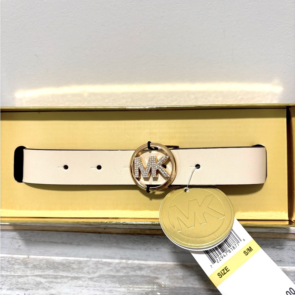 Michael Kors Pave Crystal Logo Belt, New in Box. Size S / M.